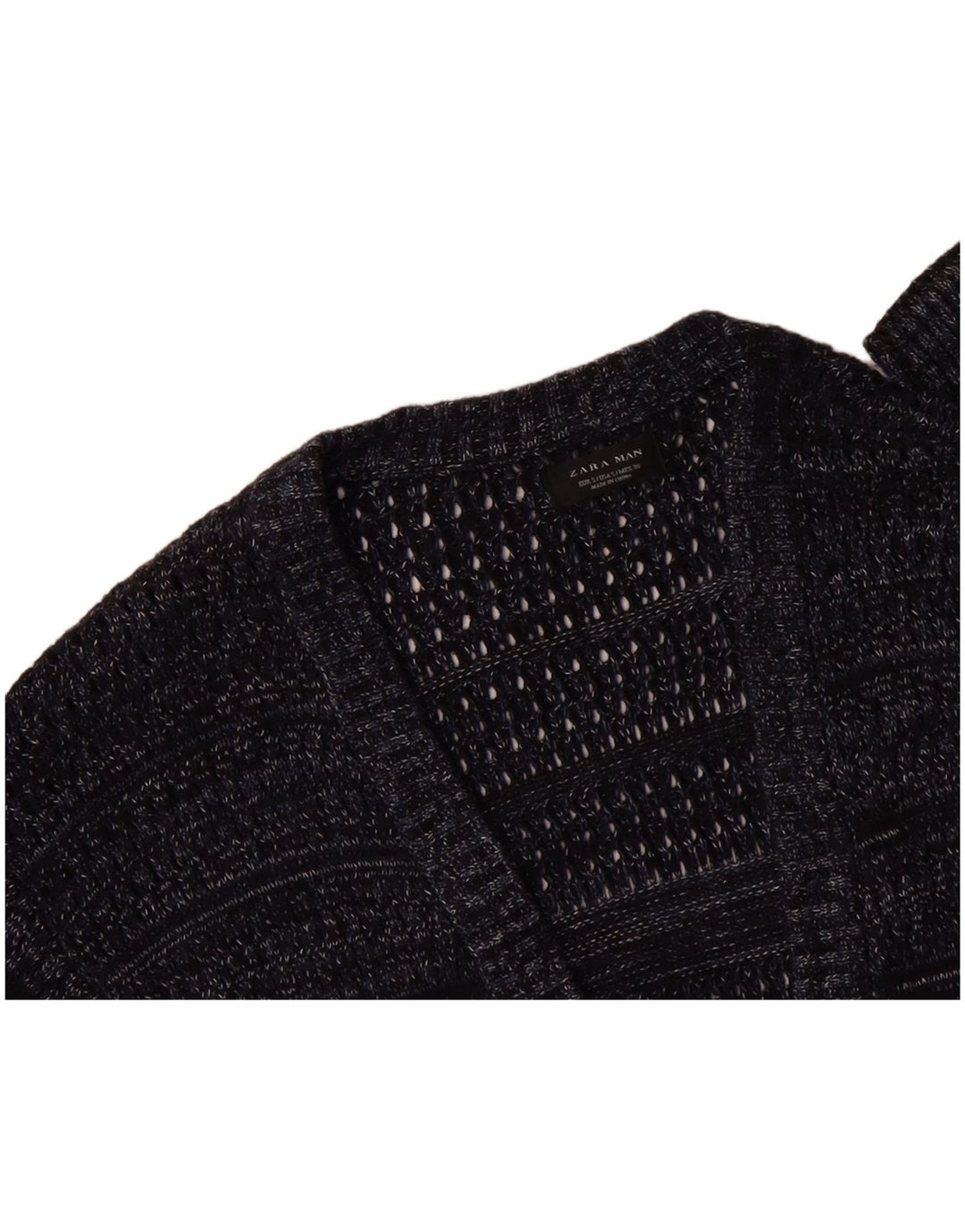 ZARA Mens Cardigan Sweater Small Navy Blue Flecked