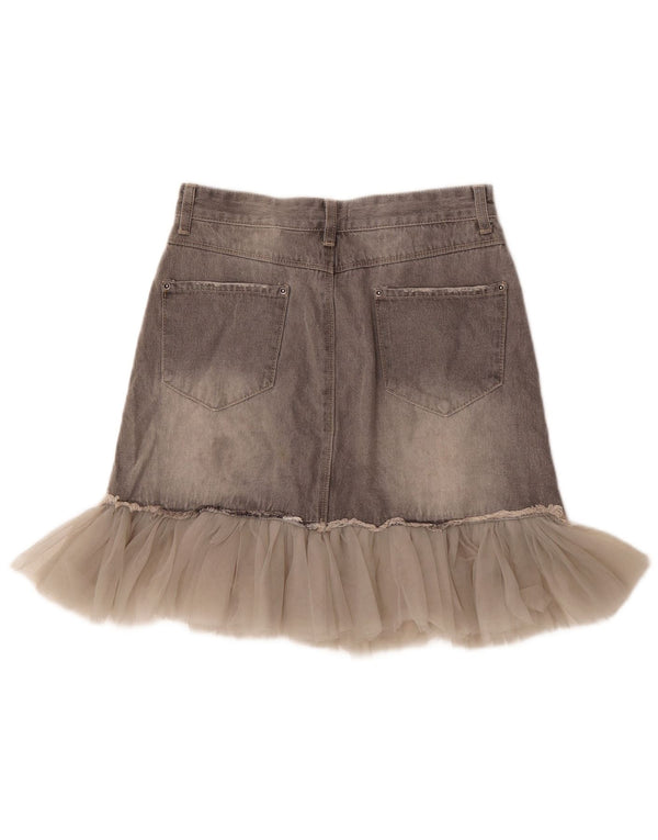 OVS Womens Distressed Denim Skirt Medium W27  Grey Cotton