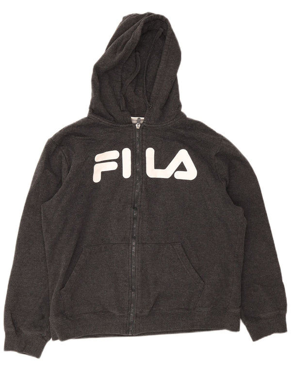 Fila Boys Graphic Zip Hoodie Sweater 15-16 Years Grey Cotton