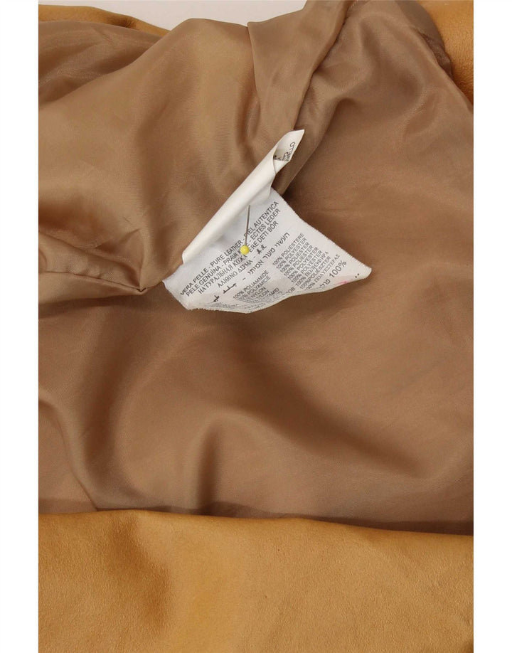 Terranova Womens Leather Coat UK 10 Small Beige Leather