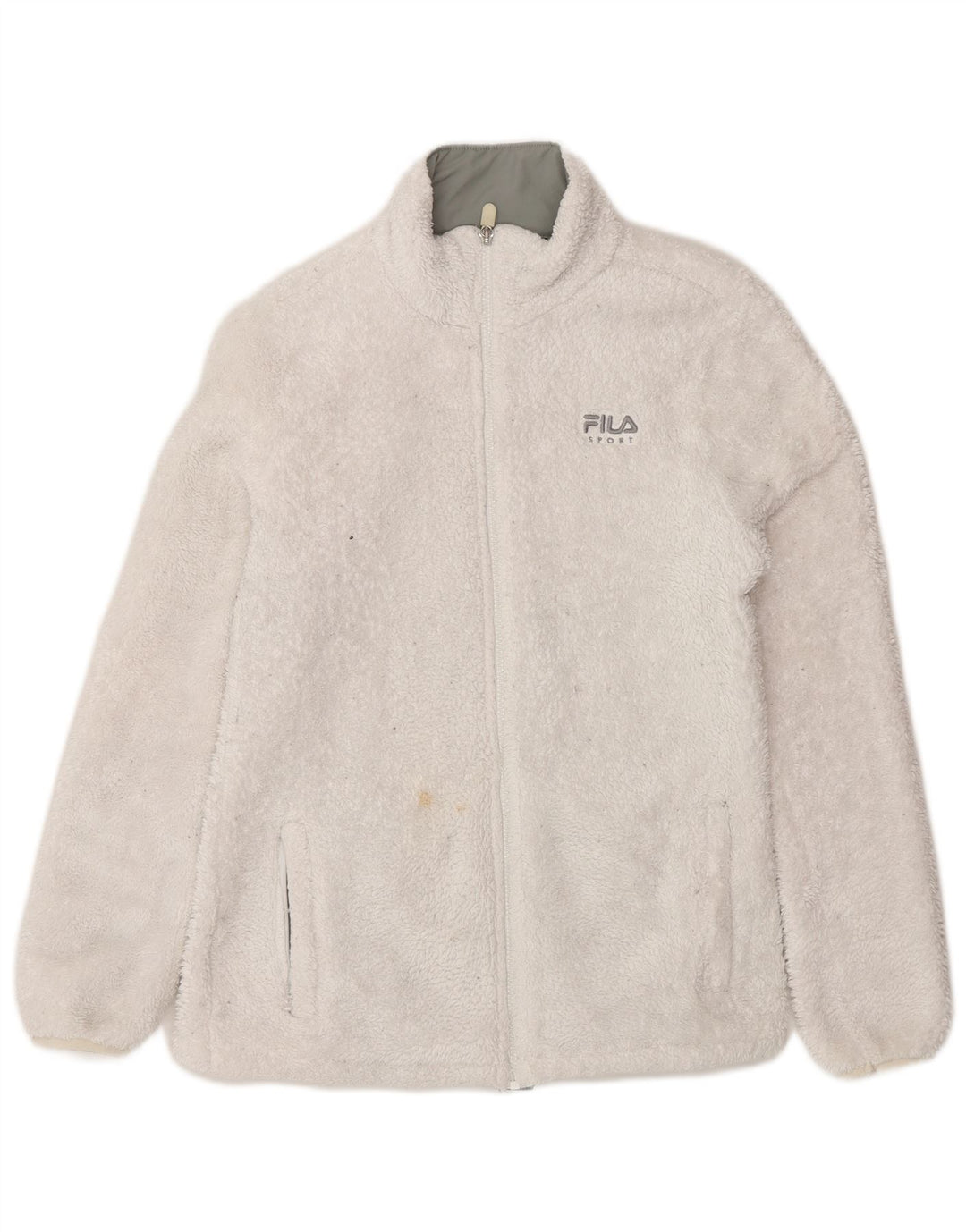 FILA Womens Fleece Jacket UK 12 Medium White Polyester