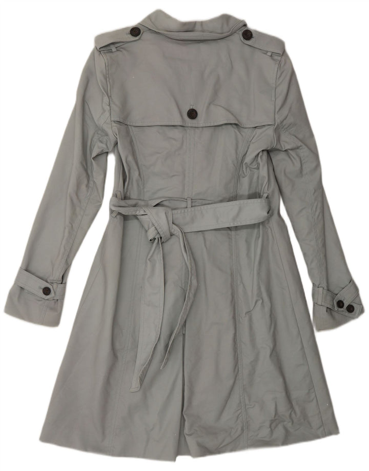 HOBBS Womens Trench Coat UK 10 Small Grey Cotton