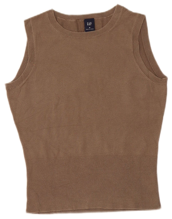 Gap Womens Vest Tank Top UK 12 Medium Brown Cotton