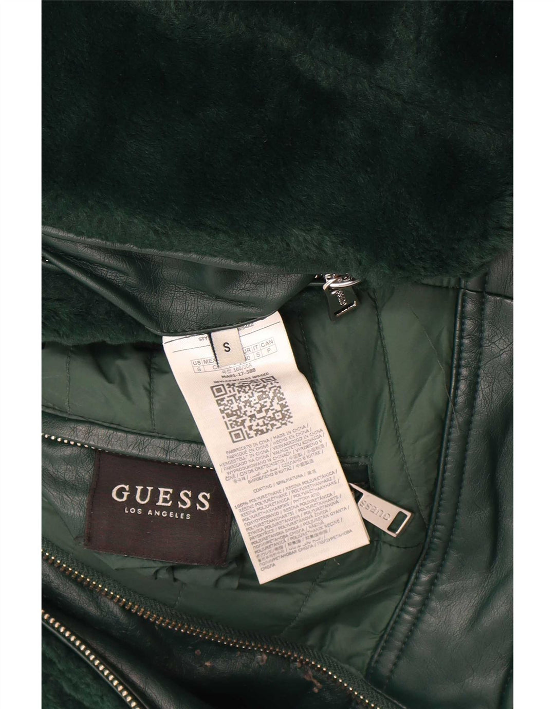 Guess Womens Reversible Padded Jacket UK 10 Small Green Polyurethane