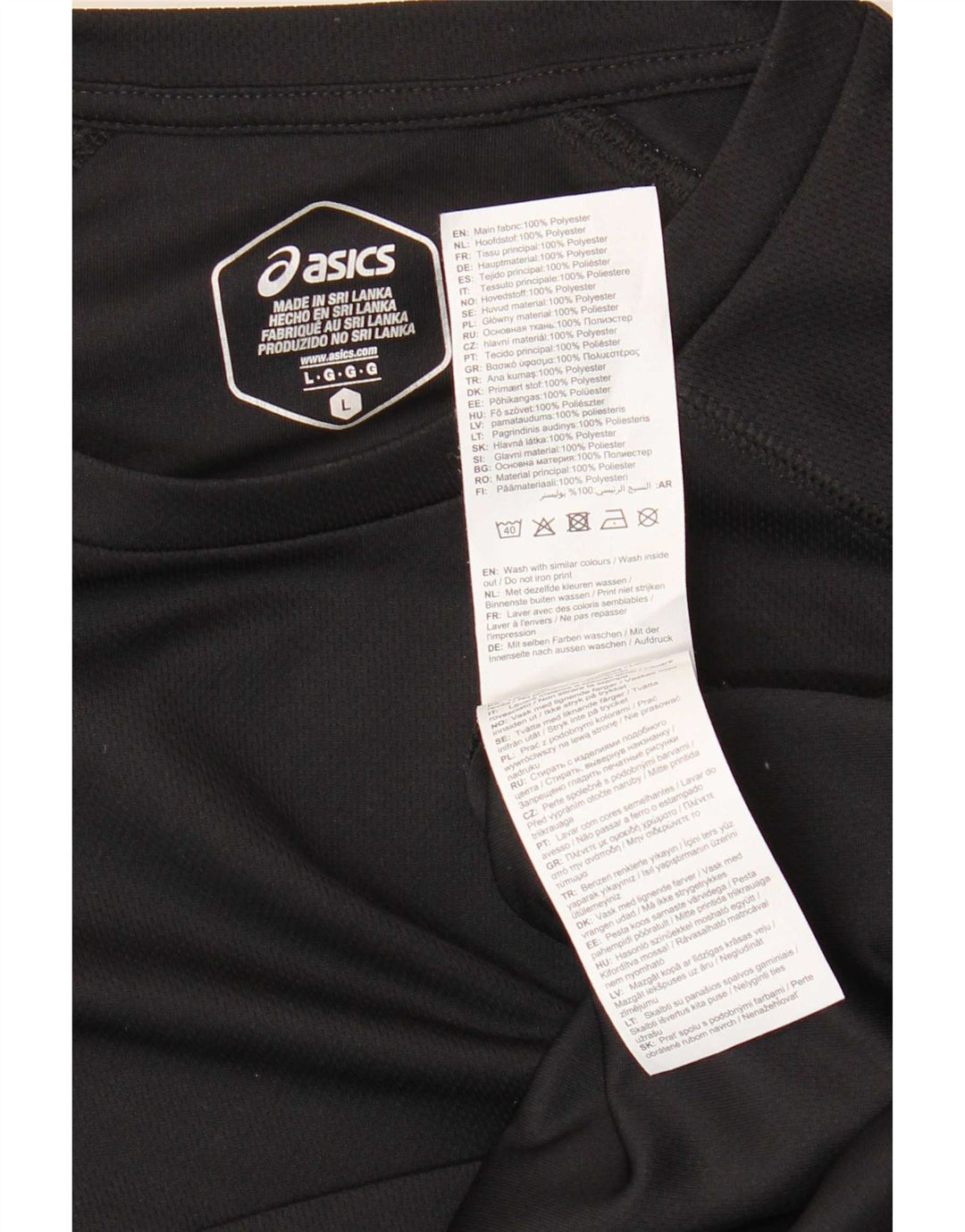 Asics Mens T-Shirt Top Large Black Polyester