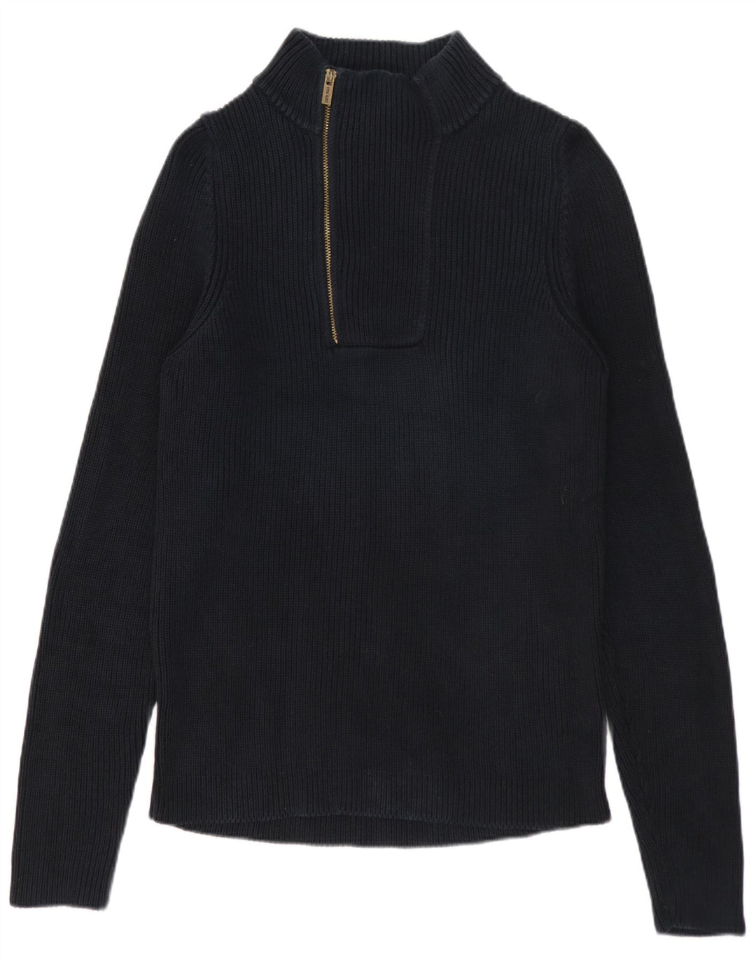 ZARA Mens Zip Neck Jumper Sweater Medium Navy Blue