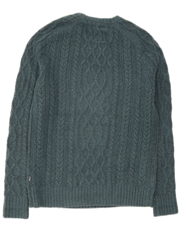 Fat Face Mens Crew Neck Jumper Sweater Small Green Wool
