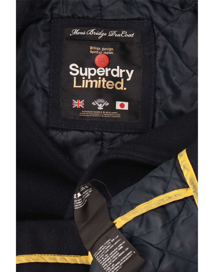 Superdry Mens Pea Coat UK 38 Medium Navy Blue Wool