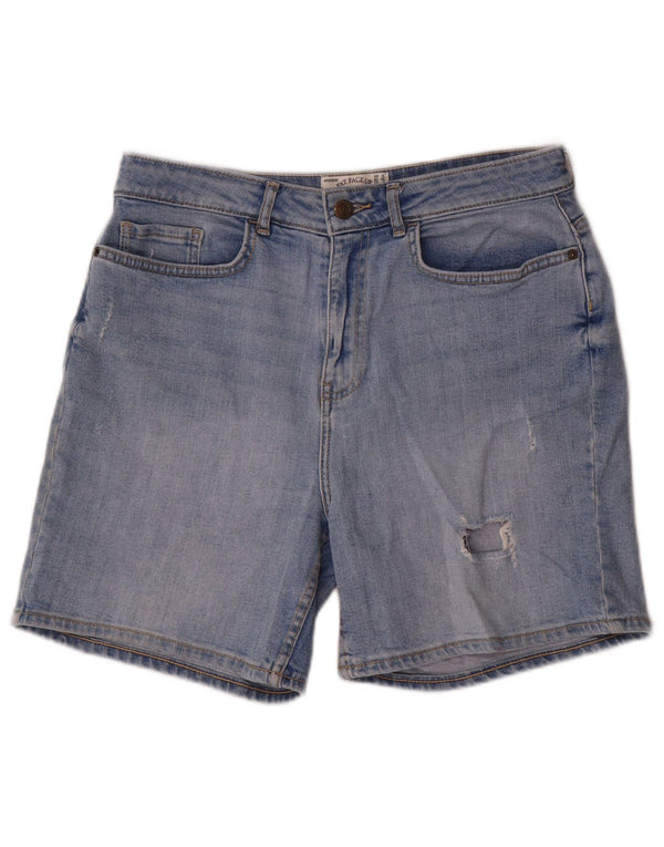 Fat Face Womens Distressed Denim Shorts UK 12 Medium W30 Blue Cotton