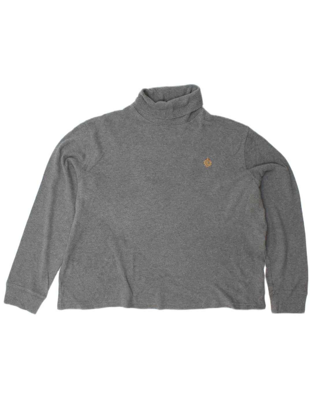 RALPH LAUREN Womens Roll Neck Jumper Sweater UK 18 XL Grey Cotton