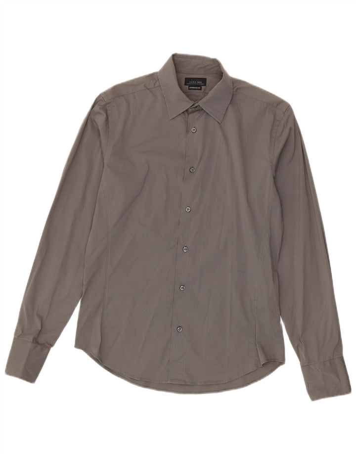 Zara Mens Super Slim Fit Shirt Medium Grey Cotton