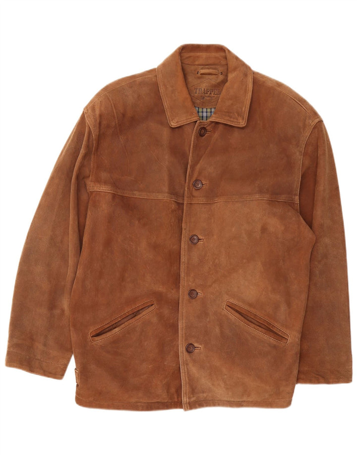 Trapper Mens Suede Jacket IT 52 XL Brown Leather