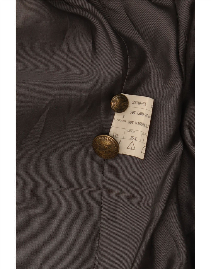 Vintage Womens 2 Button Blazer Jacket IT 51 2XL Grey Wool