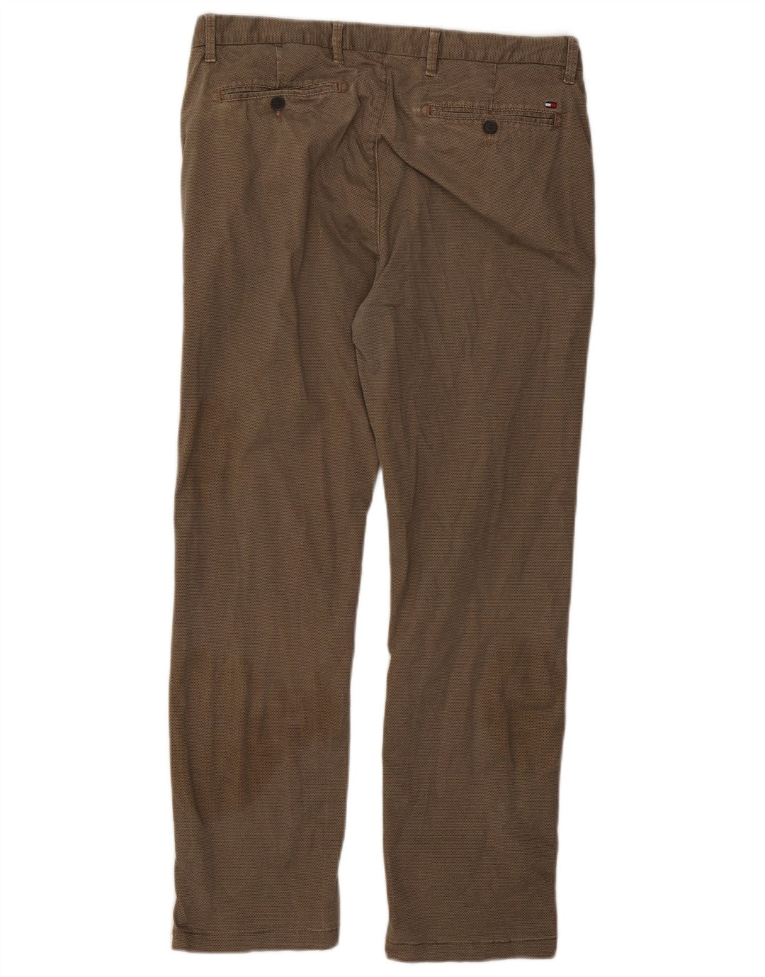TOMMY HILFIGER Mens Straight Chino Trousers W34 L29 Brown Spotted Cotton