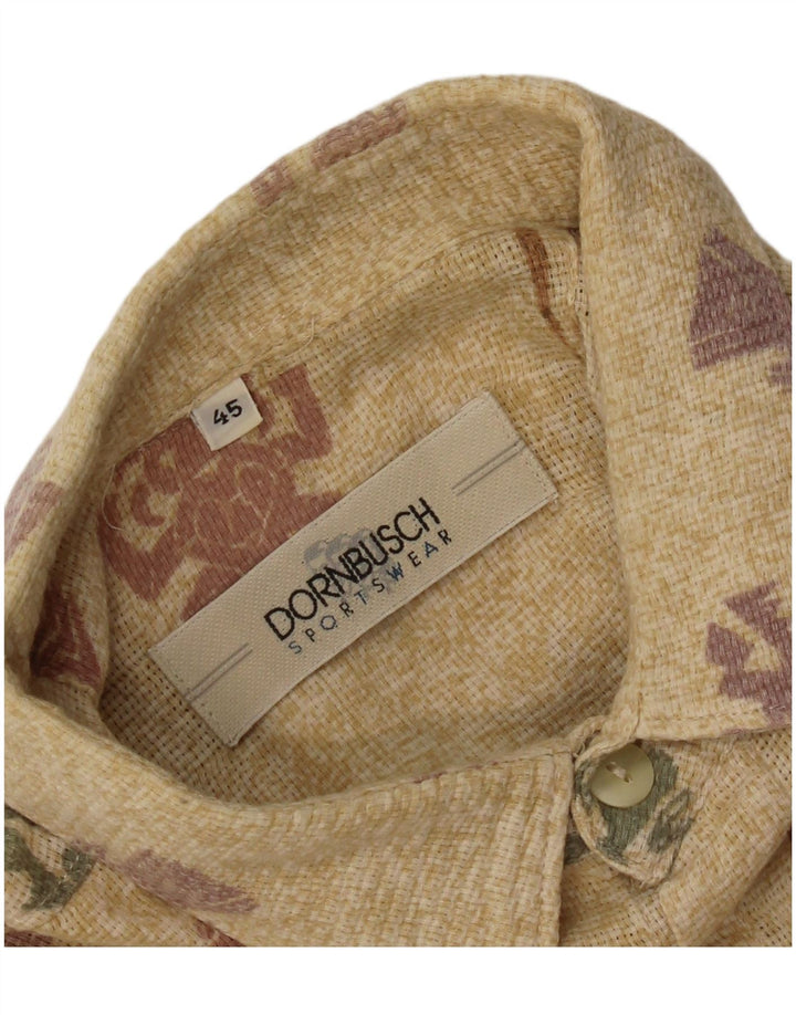 Dornbusch Mens Abstract Pattern Short Sleeve Shirt Size 45 XL Beige