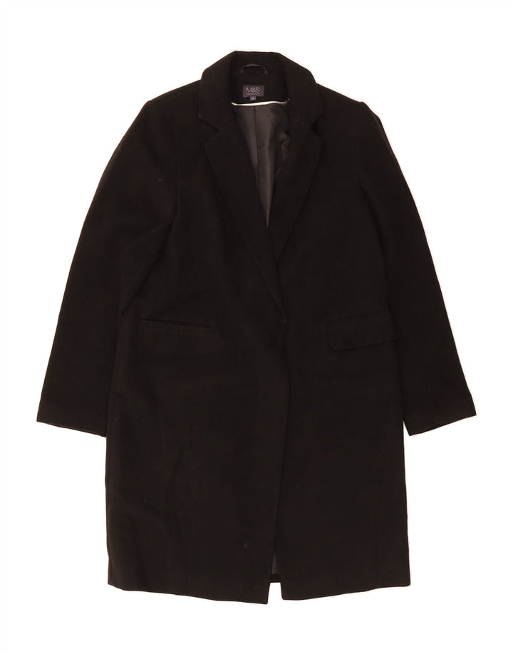 MARKS & SPENCER Womens Overcoat UK 12 Medium Black Polyester Vintage Marks & Spencer and Second-Hand Marks & Spencer from Messina Hembry 