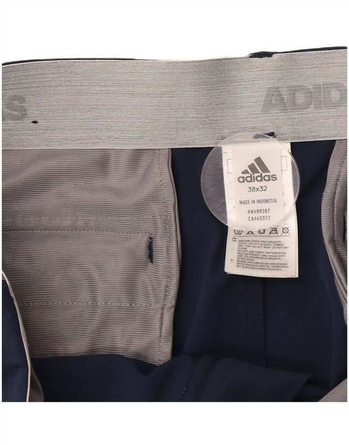 ADIDAS Mens Straight Chino Trousers W38 L32 Navy Blue Nylon