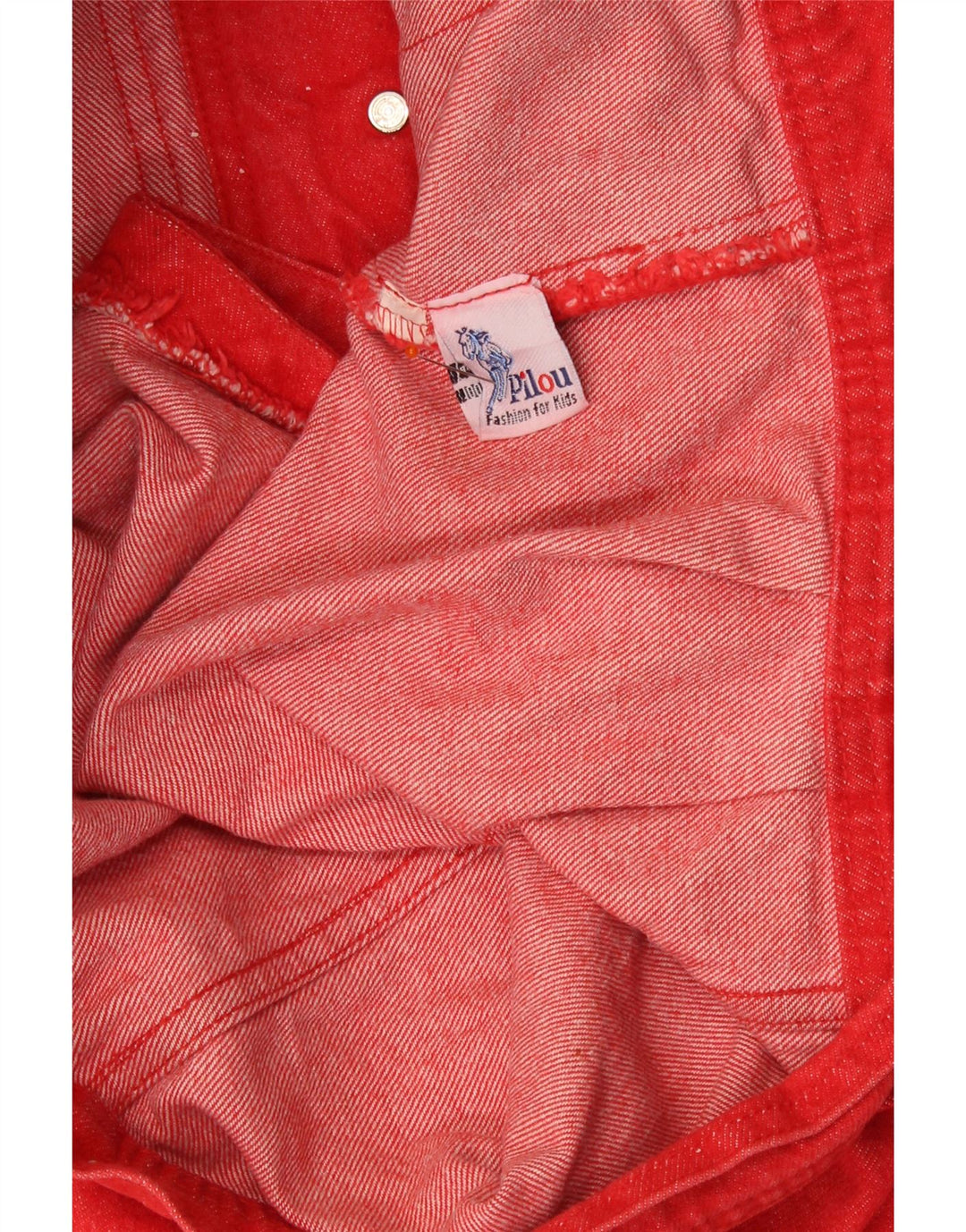 Vintage Boys Denim Gilet 15-16 Years Red Cotton