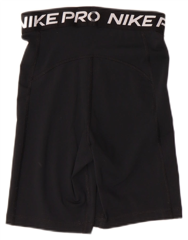 NIKE Womens Dri Fit Graphic Sport Shorts UK 4 XS Black Polyester