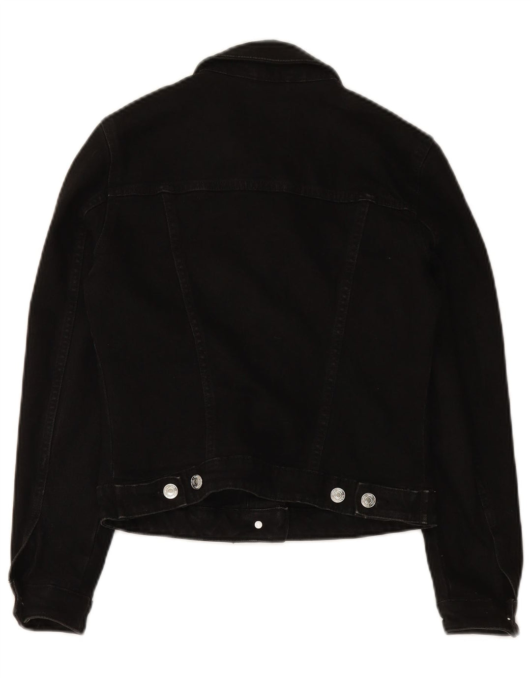 ZARA Womens Crop Denim Jacket UK 10 Small Black Cotton