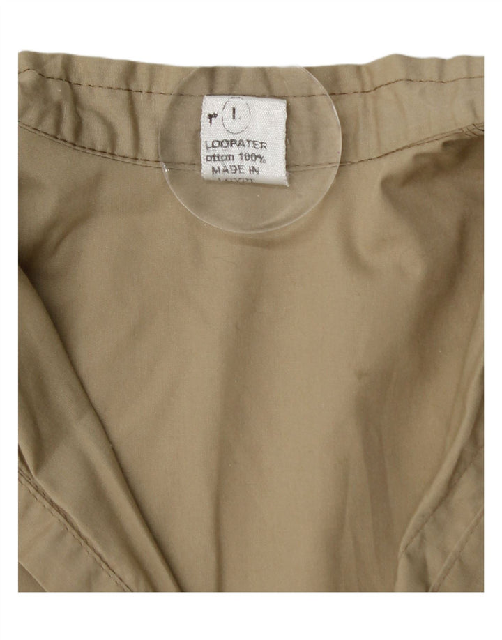 VINTAGE Mens Short Sleeve Pullover Shirt Large Beige Cotton