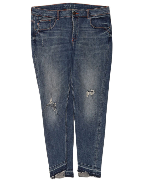 Zara Womens Distressed Skinny Jeans EU 42 Large W32 L26 Blue Cotton