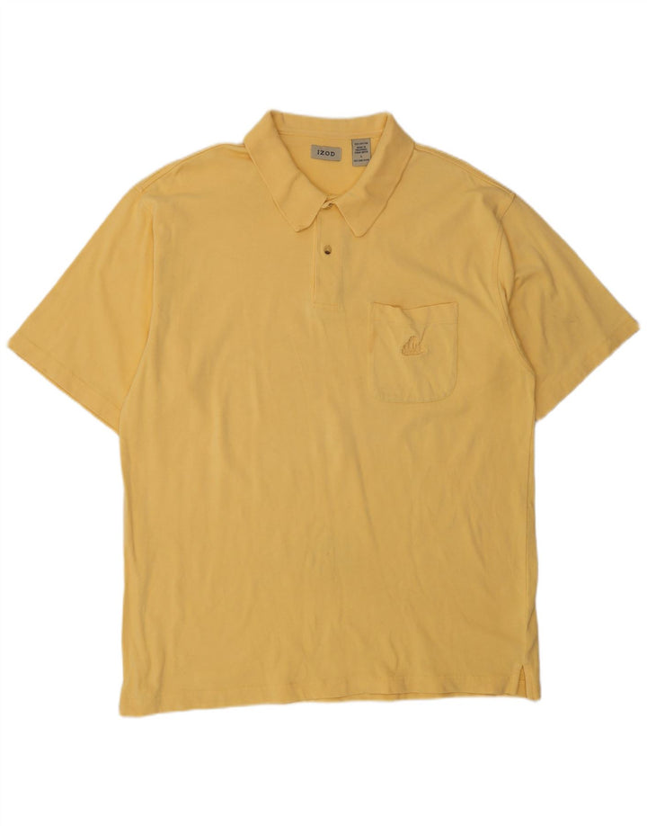 Izod Mens Polo Shirt Large Yellow Cotton