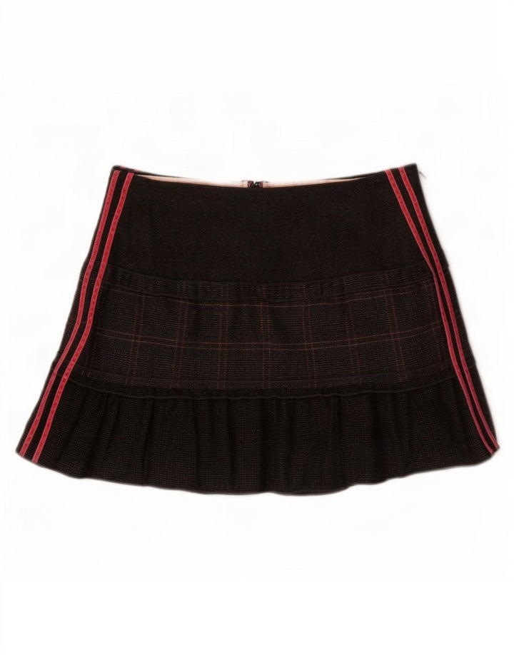 Benetton Womens Mini Skirt IT 44 Medium W30 Grey Check Virgin Wool