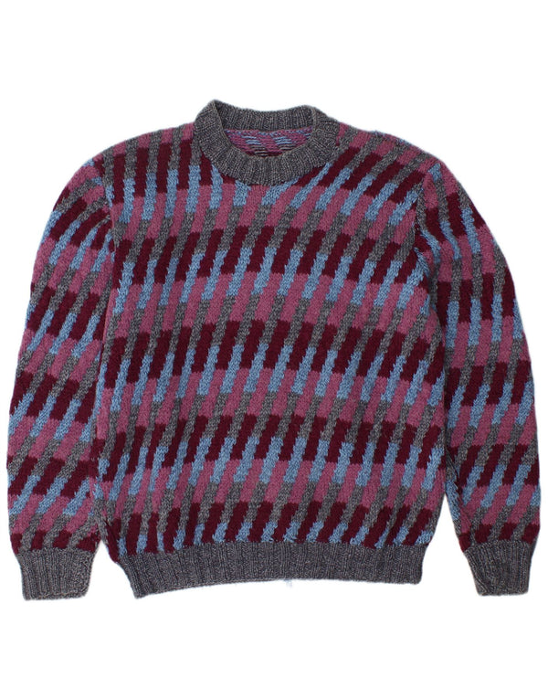 VINTAGE Mens Crew Neck Jumper Sweater Large Multicoloured Striped