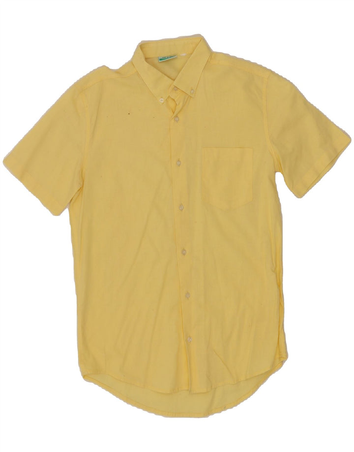 BENETTON Mens Short Sleeve Shirt Small Yellow Cotton Vintage Benetton and Second-Hand Benetton from Messina Hembry 