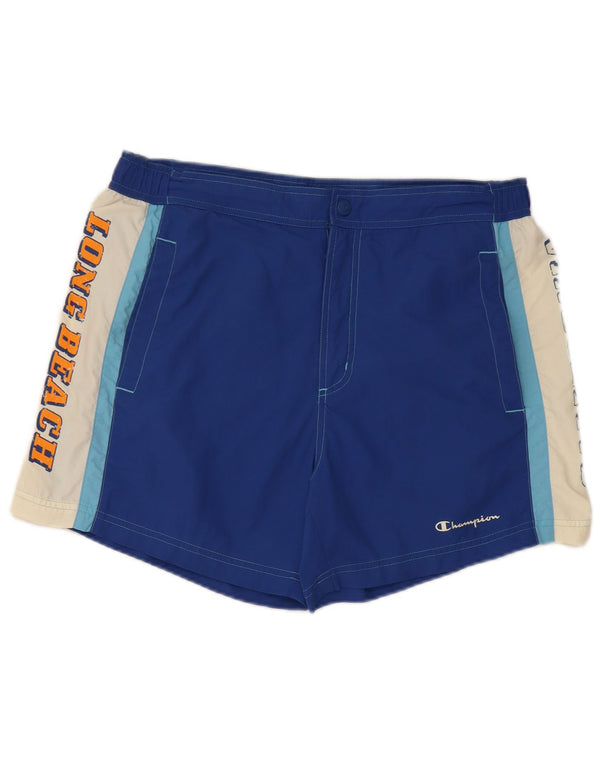 Champion Mens Graphic Swimming Shorts Large Blue Colourblock Nylon