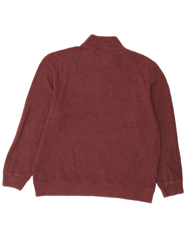 Izod Mens Salt Water Relaxed Fit Zip Neck Sweatshirt Jumper 2XL Burgundy