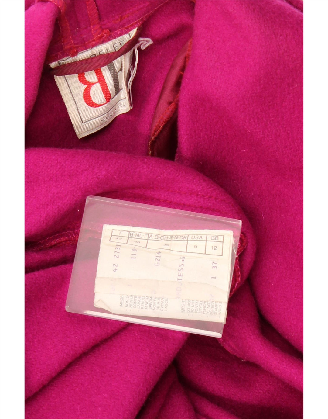 BELFE Womens Overcoat UK 12 Medium Pink Wool