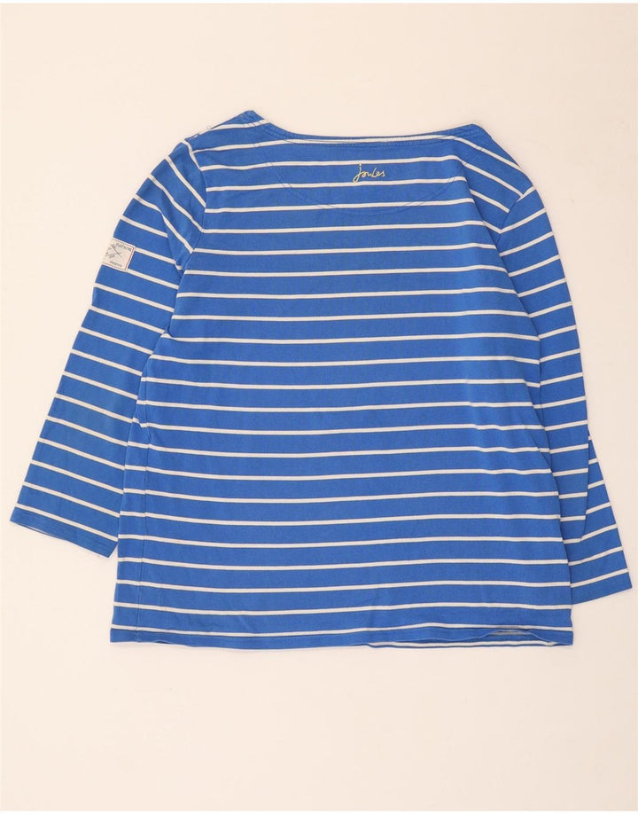 Joules Womens Top Long Sleeve UK 16 Large  Blue Striped Cotton