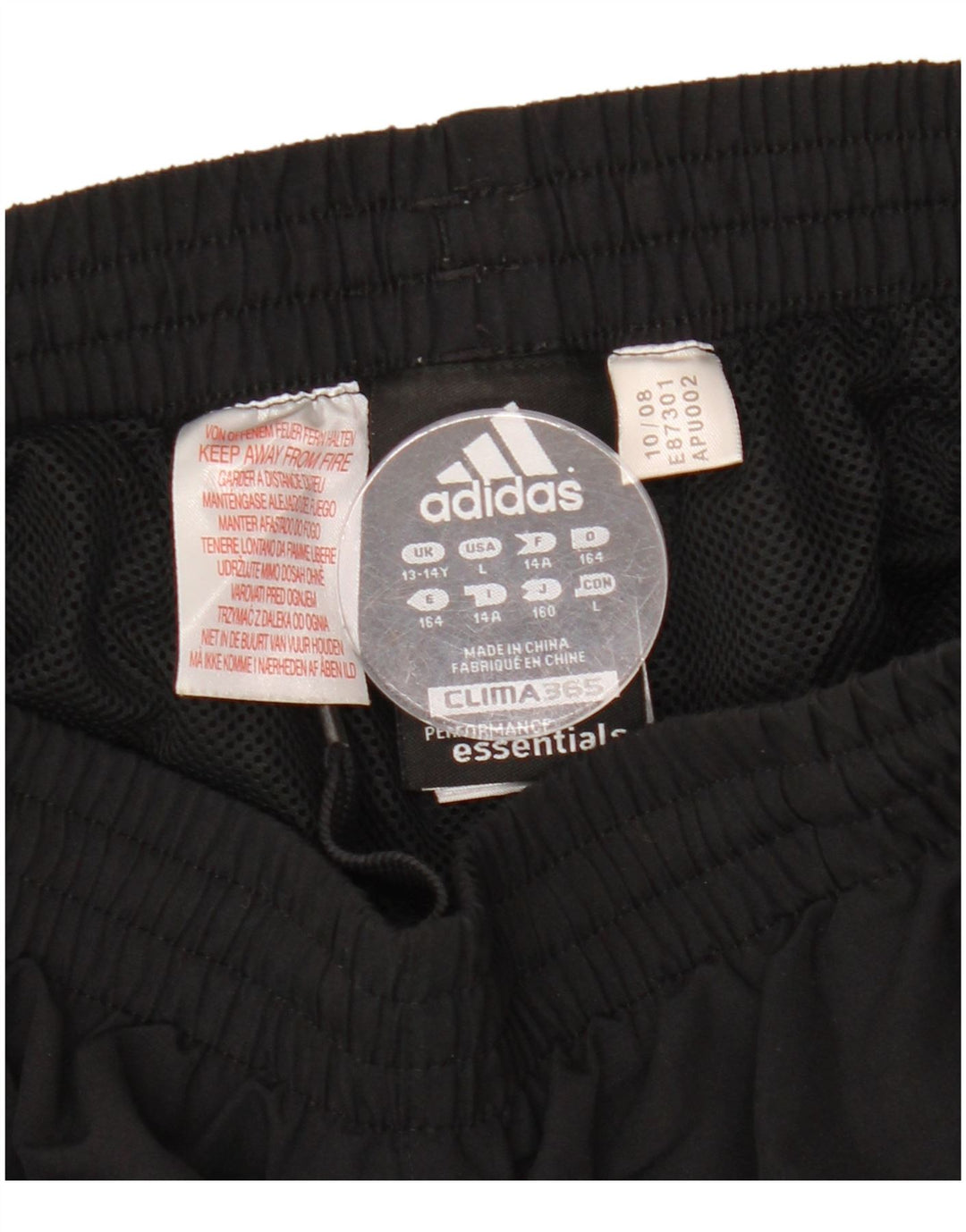 ADIDAS Boys Clima 365 Tracksuit Trousers 13-14 Years  Black