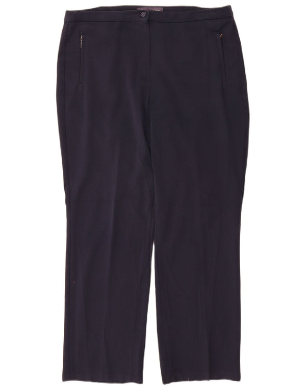 Marks & Spencer Womens Straight Casual Trousers W32 L28 Navy Blue Polyester