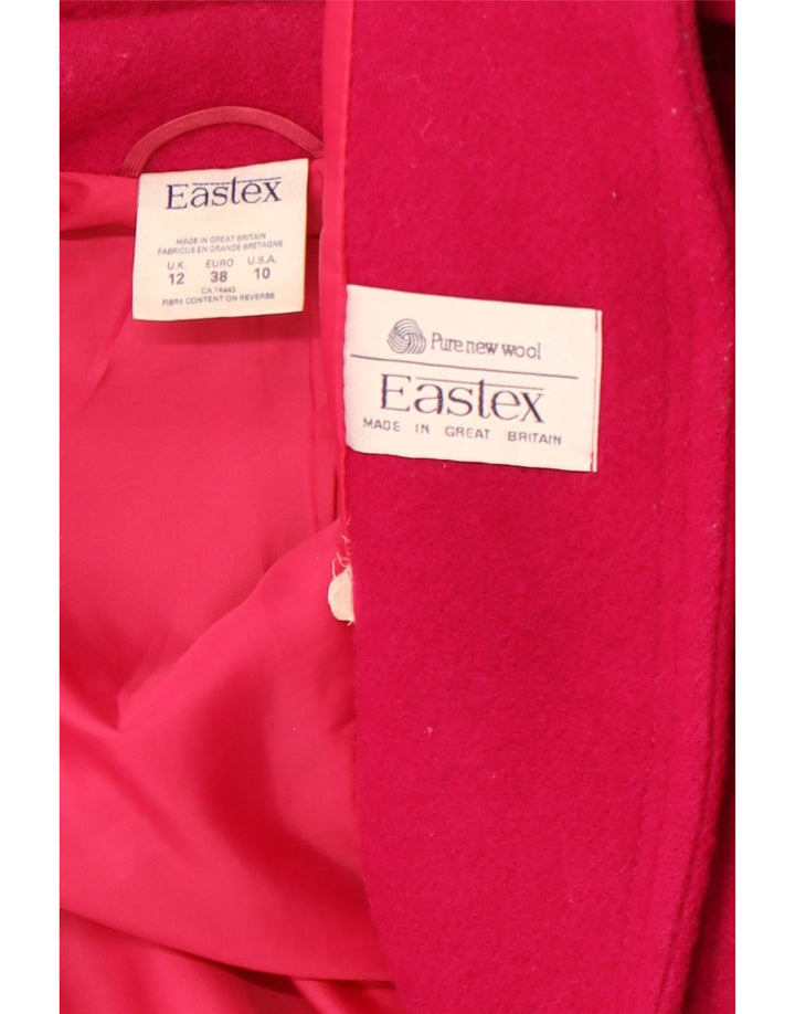 EASTEX Womens Double Breasted Coat UK 12 Medium  Pink New Wool