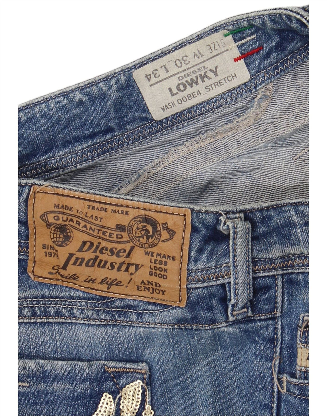 DIESEL Womens Lowky Straight Jeans W30 L29 Blue Cotton