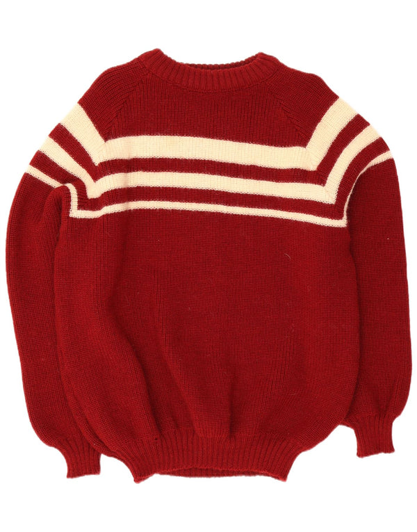 Le Tricot Marine Mens Crew Neck Jumper Sweater XL Red Striped Wool