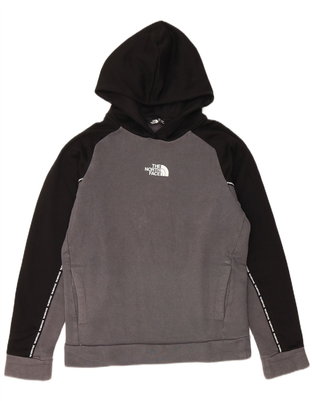 THE NORTH FACE Boys Hoodie Jumper 11-12 Years Large Grey Colourblock