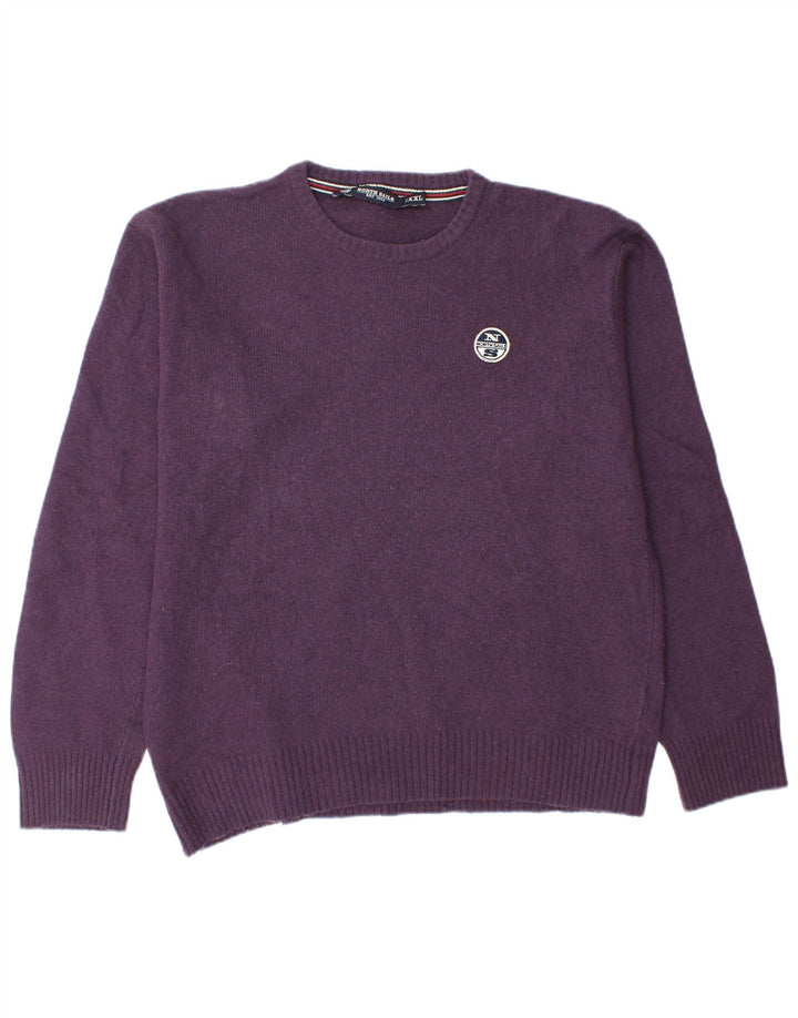 NORTH SAILS Mens Crew Neck Jumper Sweater 2XL Purple Wool