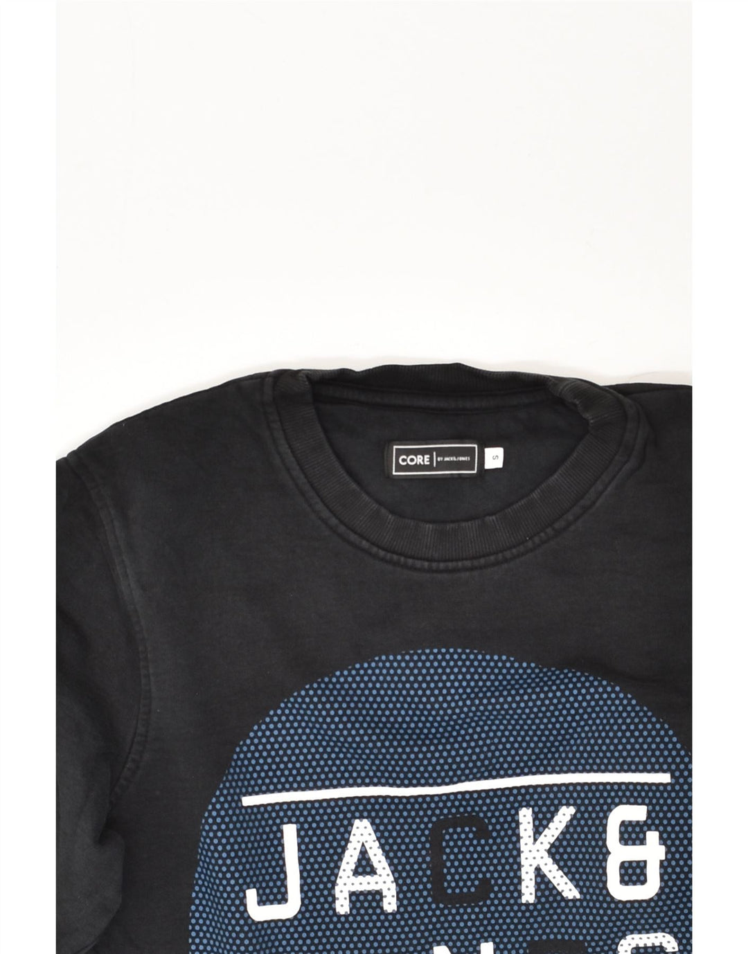 JACK & JONES Mens Core Graphic Sweatshirt Jumper Small Black Cotton | Vintage Jack & Jones | Thrift | Second-Hand Jack & Jones | Used Clothing | Messina Hembry 