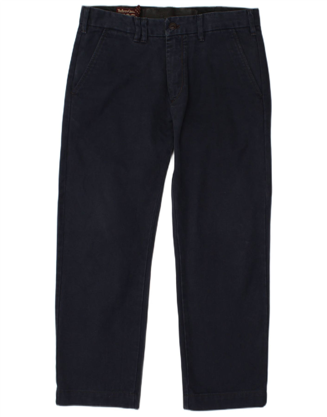 MARLBORO CLASSICS Mens Straight Chino Trousers W33 L28 Navy Blue Cotton