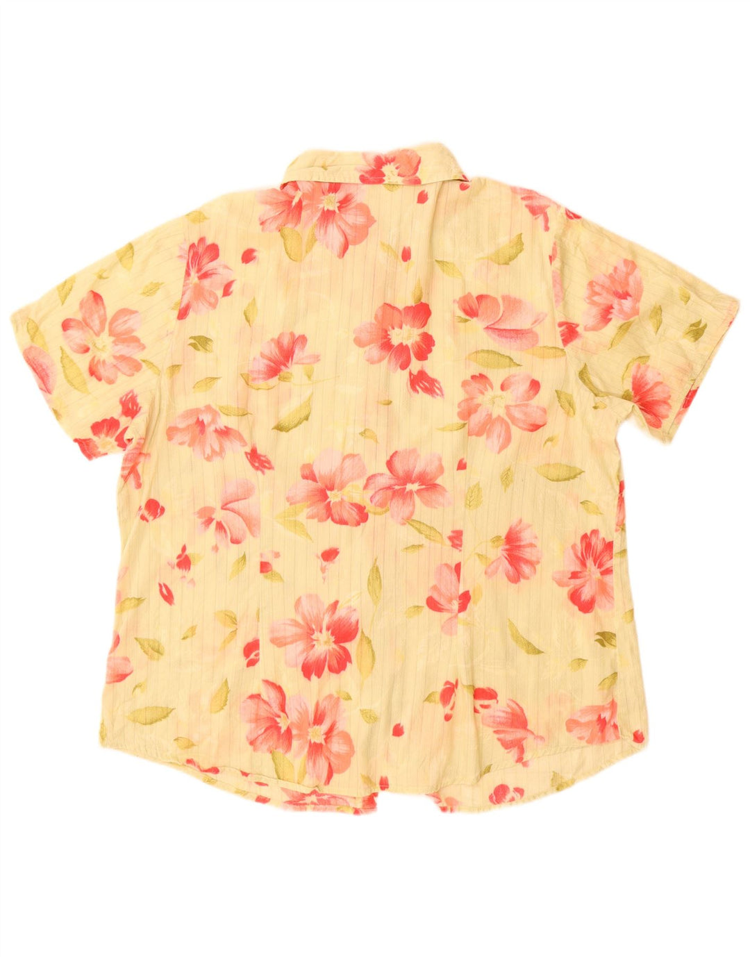 Lee Womens Short Sleeve Shirt Blouse UK 18 XL Yellow Floral Cotton
