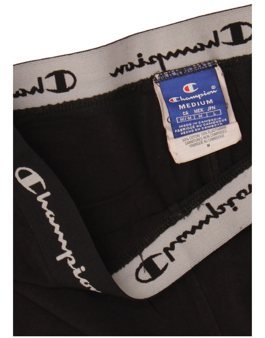 CHAMPION Womens Graphic Sport Shorts UK 12 Medium  Black Cotton