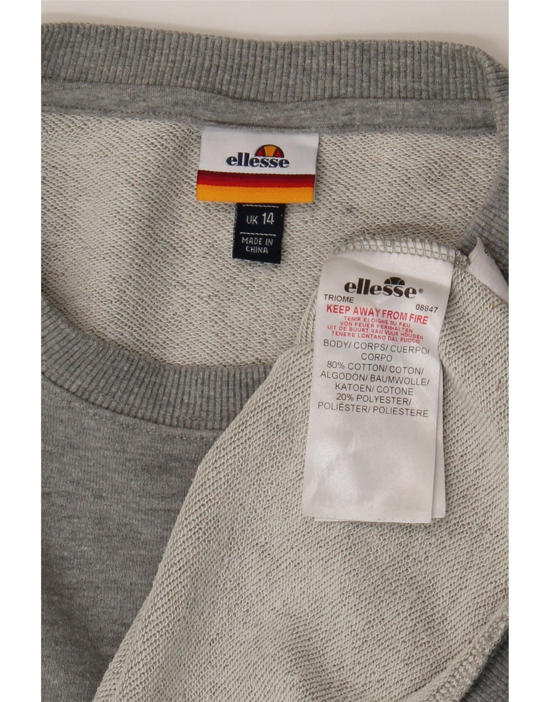 Ellesse Womens Graphic Sweatshirt Jumper UK 14 Large Grey Cotton