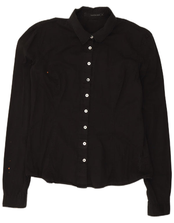 Calvin Klein Jeans Womens Shirt UK 18 XL Black Cotton
