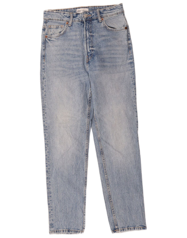 Zara Womens High Waist Tapered Jeans EU 36 XS W26 L28 Blue Cotton