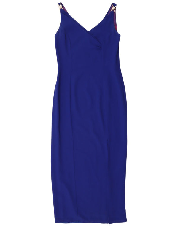Frank Usher Womens Sleeveless Bodycon Dress UK 10 Small Blue Polyester