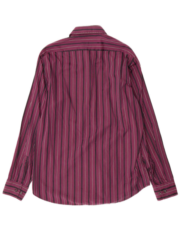 Hugo Boss Mens Shirt Size 42 16 1/2 Large Purple Striped Cotton